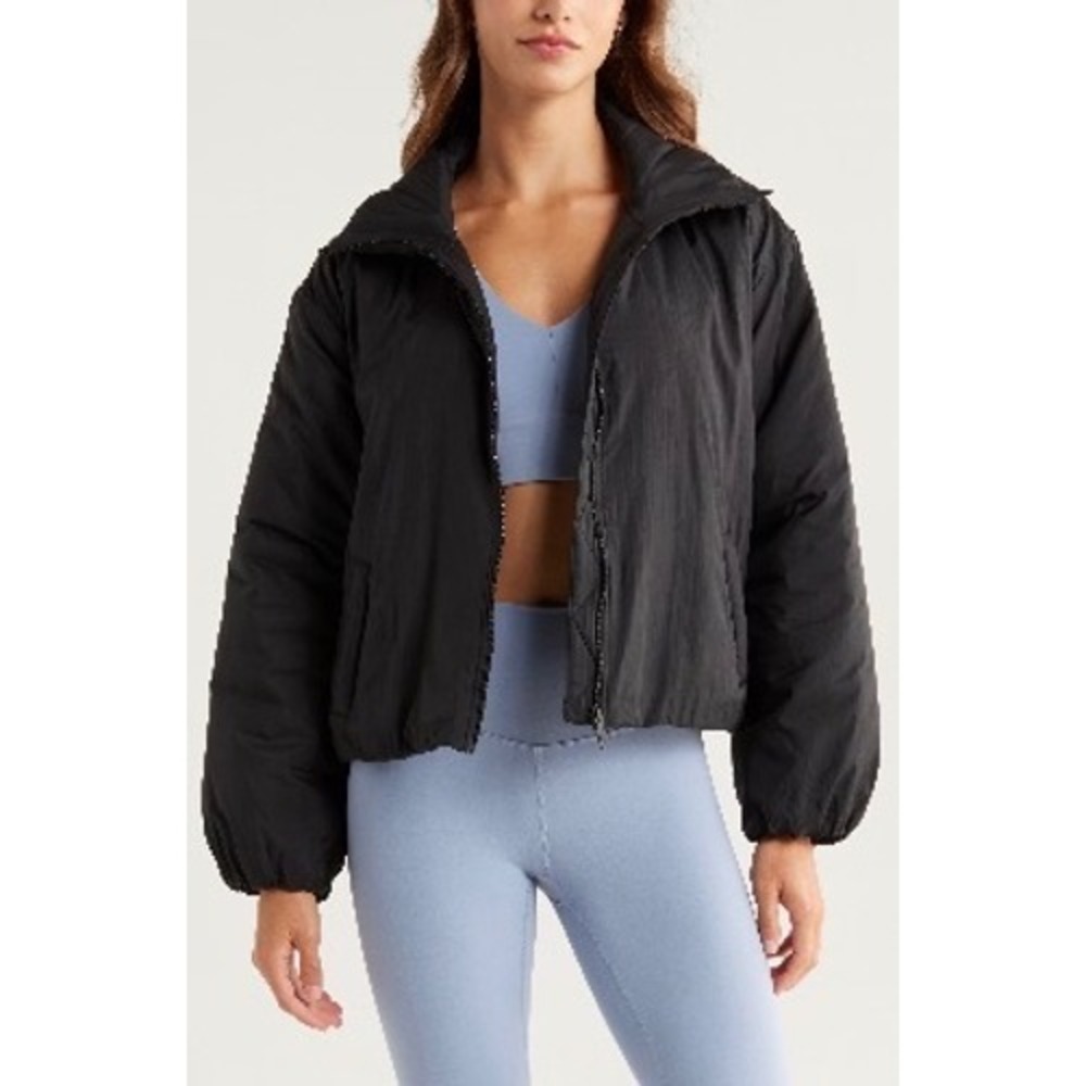 Zella Elevate Insulated Jacket Black Full Zip Puffer XL